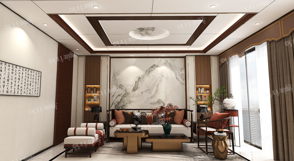玉檀木，畫 客廳吊頂-全屋整裝客廳吊頂效果圖