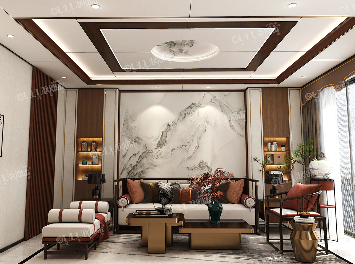 玉檀木，定制畫茶室空間效果圖